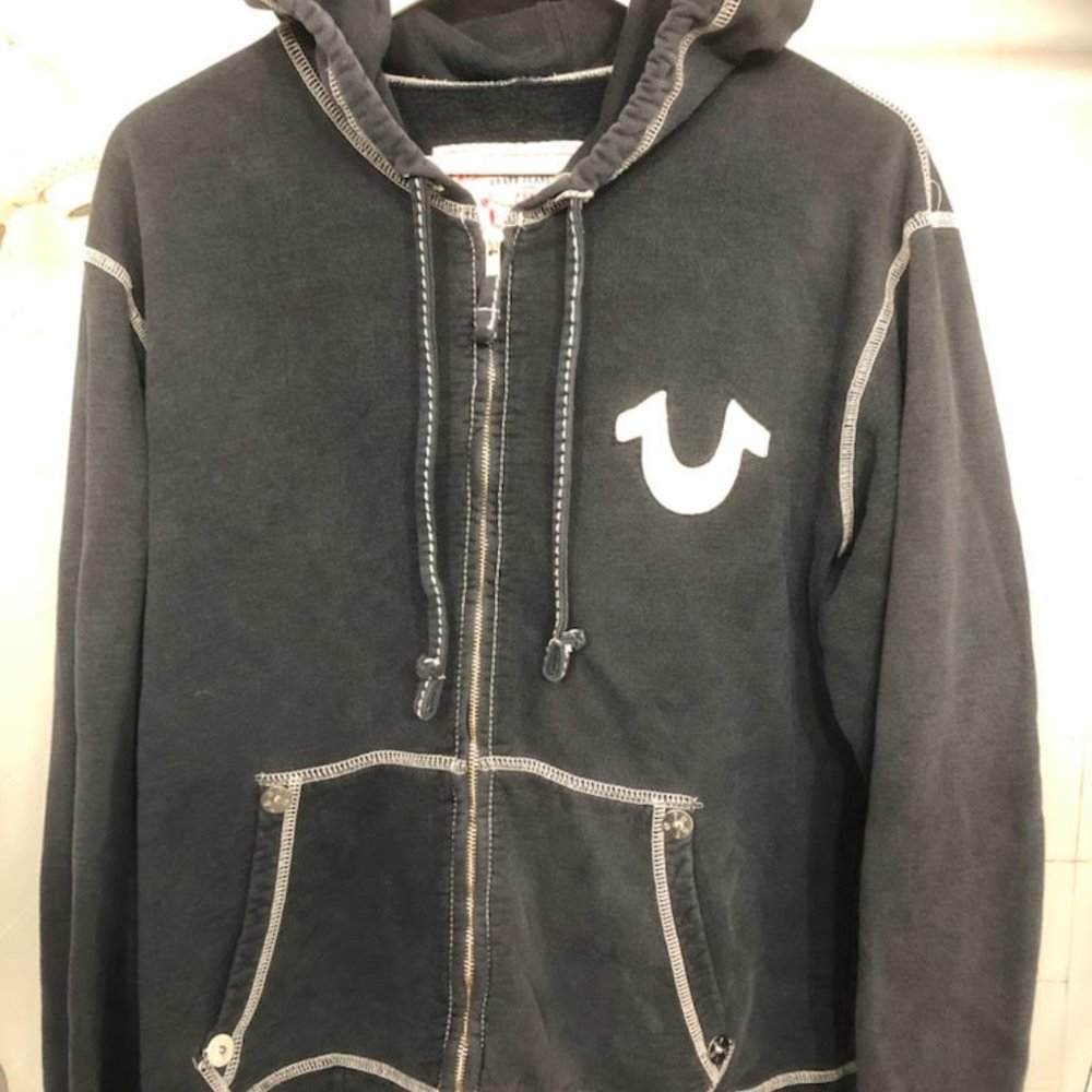 TRUE RELIGION BLACK CLASSIC HOODIE SIZE LARGE